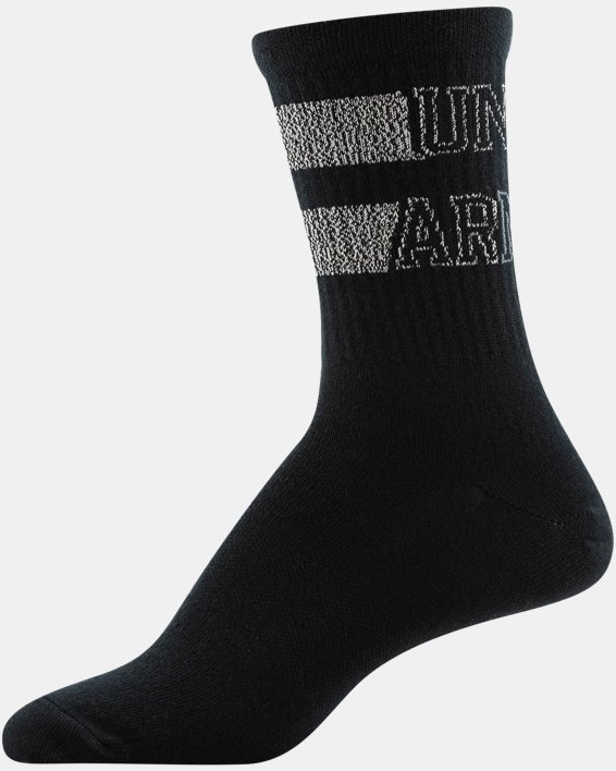 Women's UA Essential Crew 3-Pack Socks, Black, pdpMainDesktop image number 1